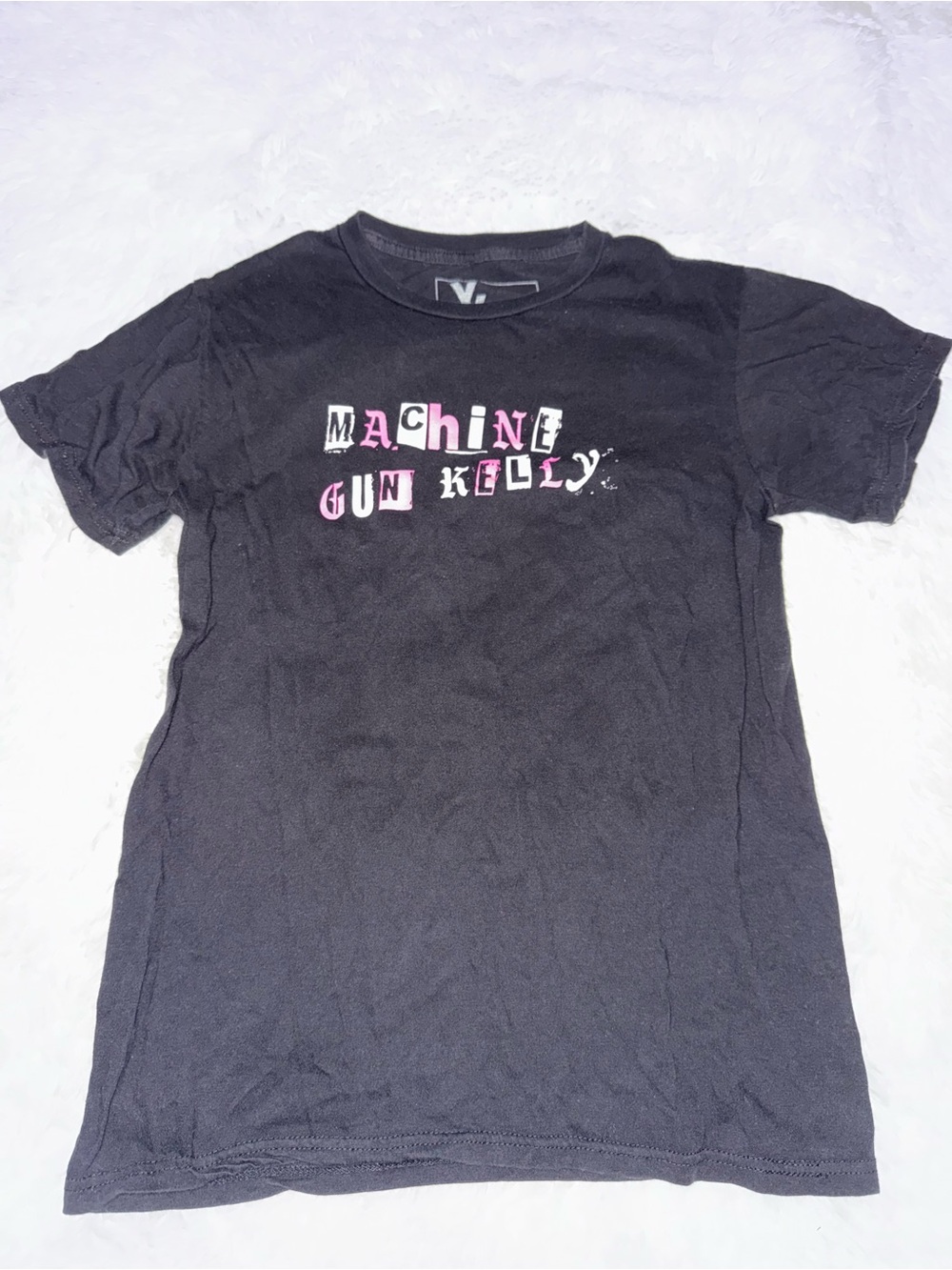 Machine Gun Kelly Black Graphic Tee with Pink/White Lettering